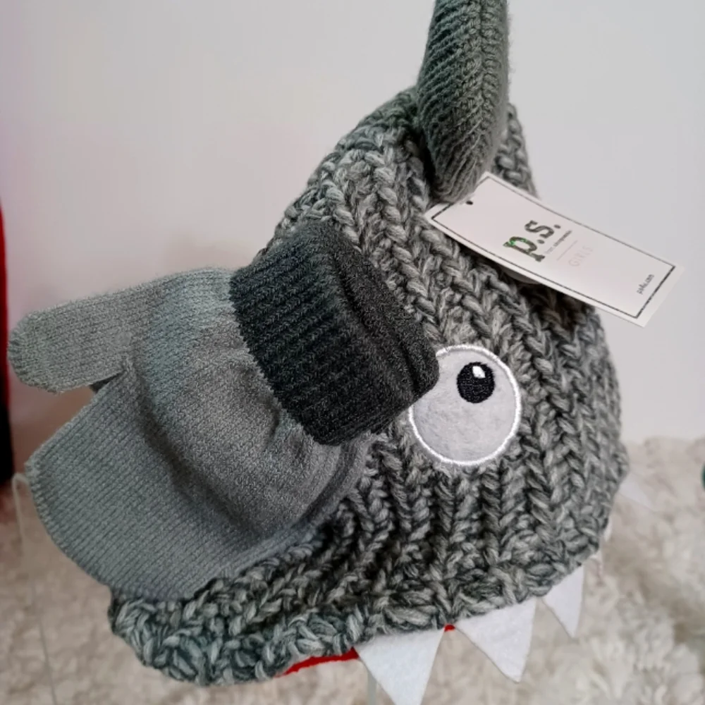 P.S. From Aeropostale Beanie with Mittens One Size  Gray